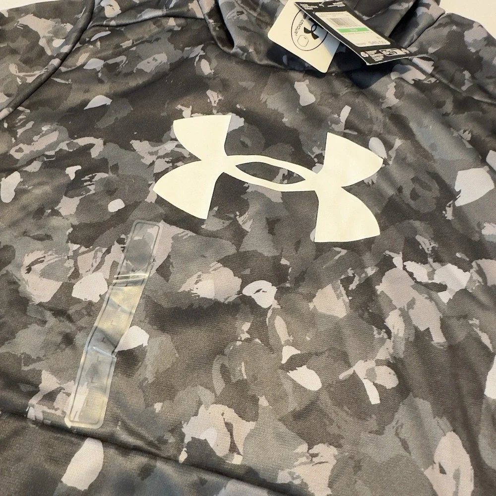 Under Armour Youth Boys Fleece Pullover Hoodie‎ Sweatshirt Black Camo Large NWT